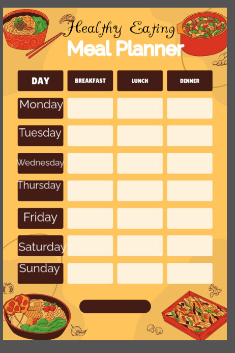 Customizable Healthy Eating Meal Planner Desi Cartaz template