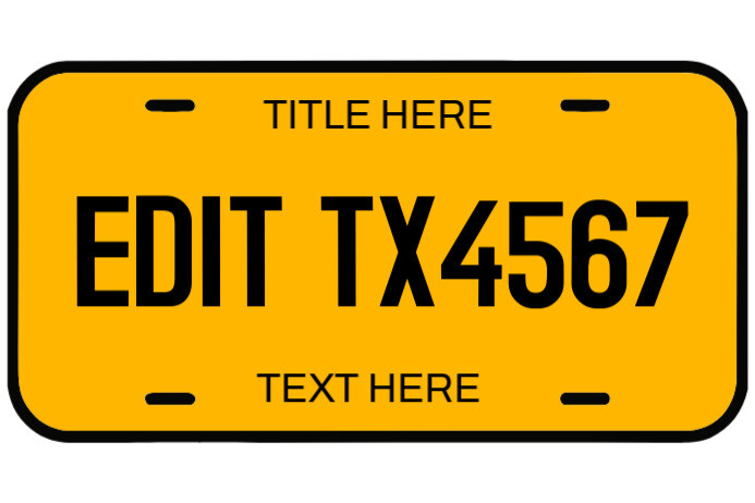 Customizable License Plate Maker Label template