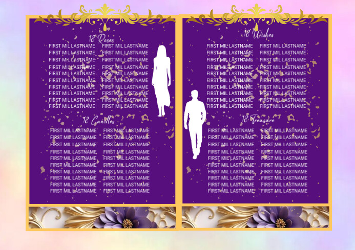 Customizable Wedding Reception Seating Board A4 template