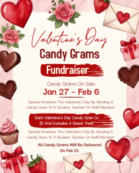 Cute "Valentine's Day Candy Grams" School Fundraiser Flyer Template Instagram Portrait