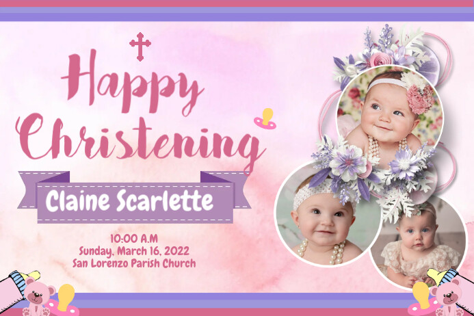 Cute Baby Christening Spanduk 4' × 6' template