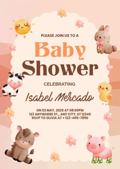 Cute Baby Shower Invitation A6 template