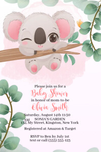 Cute Baby Shower Koala Template | PosterMyWall