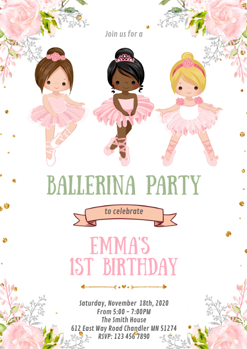 Modele Invitation D Anniversaire Ballerine Mignonne Postermywall Modele Invitation D Anniversaire Ballerine Mignonne Postermywall