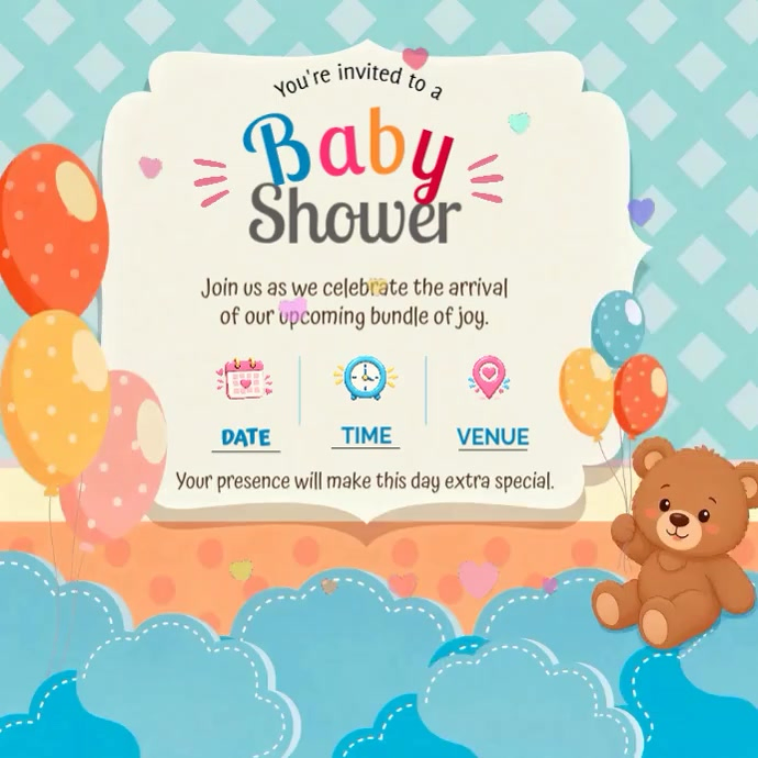 Blue Baby Shower Instagram Ad Template | PosterMyWall
