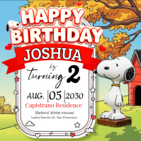 Cute Cartoon Birthday Invitation Ads Instagram-opslag template