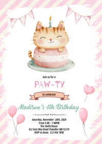 สีขาว children's birthday party A6 Template