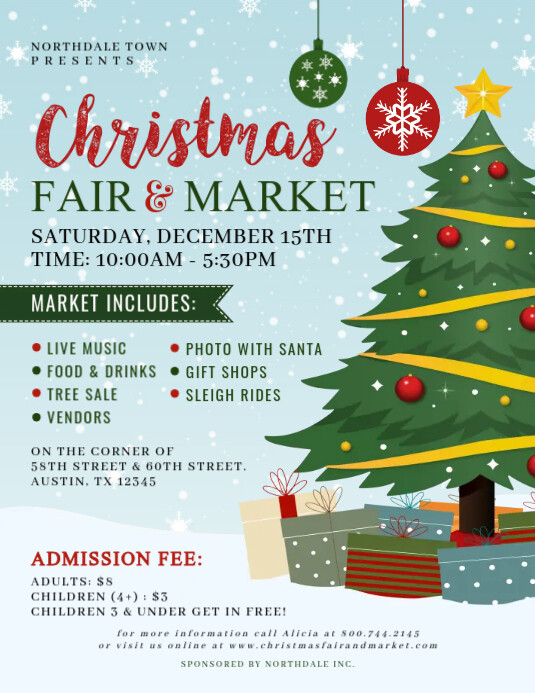 Cute Christmas Fair & Market Event Flyer template
