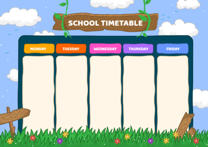 Cute Design School Timetable Template | PosterMyWall
