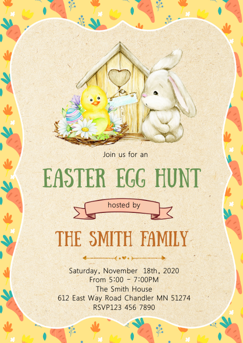 Copy of Cute easter rabbit chicken invitation | PosterMyWall
