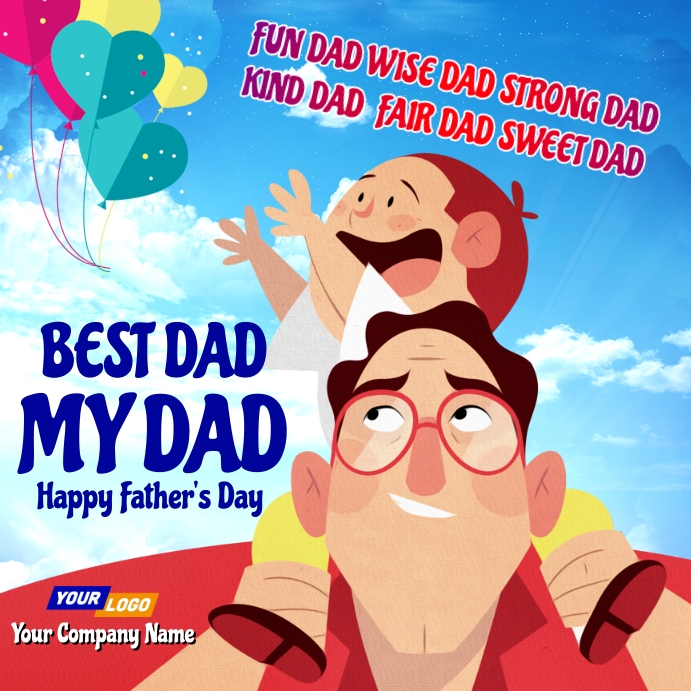 Cute Father's Day online greeting card | PosterMyWall