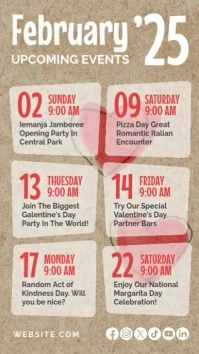 Cute Flying Hearts Animation February Upcoming Events Instagram Story template