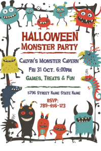 Cute Halloween party invitation poster Plakat template