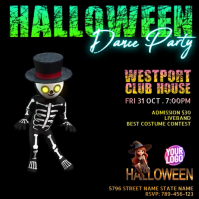 Black Halloween Dance Party Cuadrado Template
