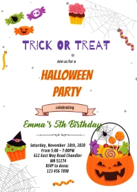 White Halloween Party Invitation Template A6