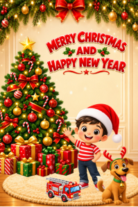 Orange Christmas and New Year Celebration Poster Template