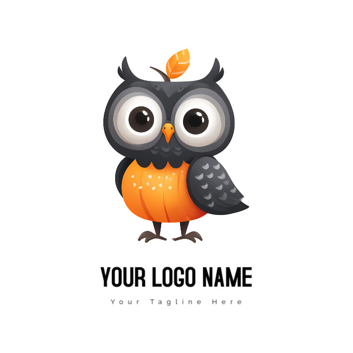 Cute Owl With Big Eyes Logo template