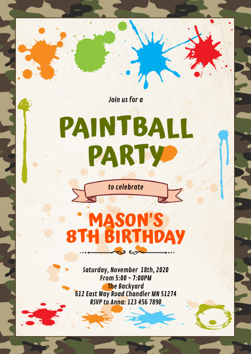Modele Invitation A Une Fete De L Armee De Paintball Mignonne Postermywall Modele Invitation A Une Fete De L Armee De Paintball Mignonne Postermywall