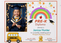 Cute Rainbow Pre-K Graduation Diploma Template | Editable Preschool Certificate for Kids A4