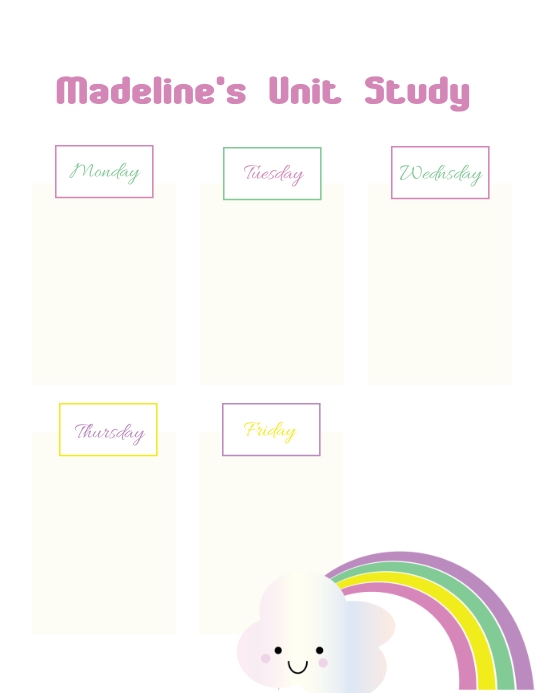 Cute Rainbow Unit Study Lesson Plan Template | PosterMyWall