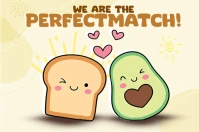 Cute Sandwich and Avocado ป้าย template