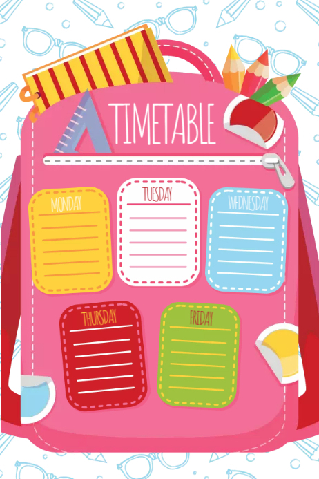 Homework Timetable Poster Cute School Timetable Template | PosterMyWall