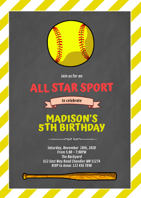 Cute Softball Invitation Template PosterMyWall