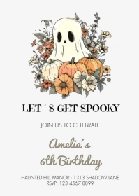 Cute Spooky Fall Ghost Invitation A6 template