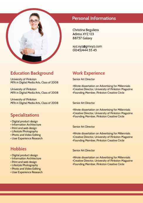 Cv Curriuculum Vitae Template Design Job Postermywall