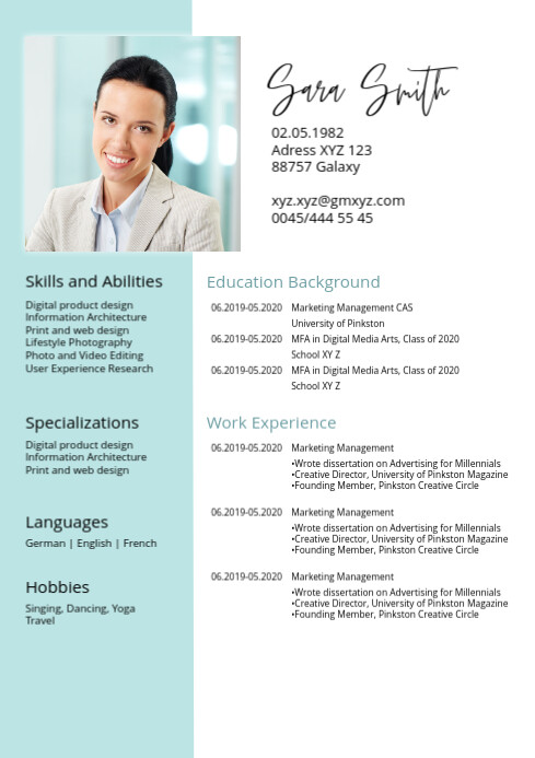 Cv Lebenslauf Resume Job Curriculum Vitae Template Postermywall Lebenslauf Mfa