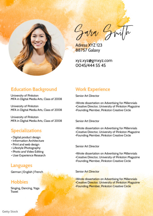 Cv Lebenslauf Skil Card Job Curriculum Vitae Template Postermywall