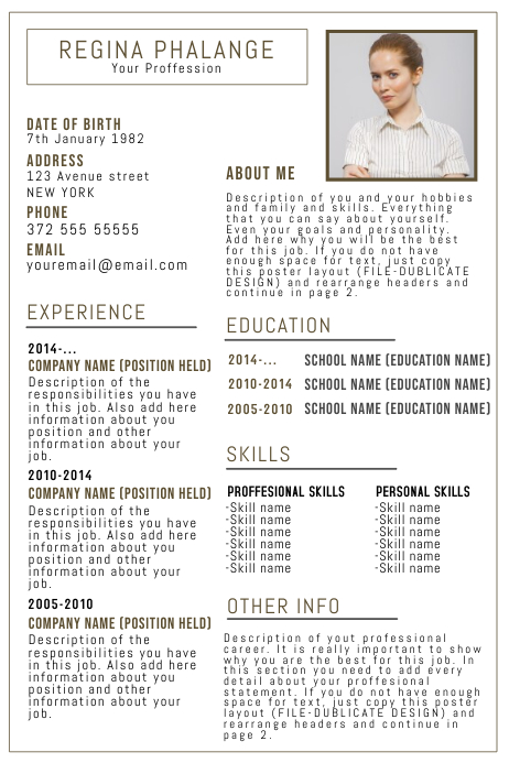 Cv Resume Template With Photo Postermywall