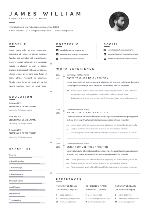 CV Template, Creative Resume A4