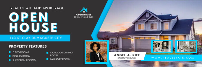 Copy of Cyan and Black Real Estate Open House Banner | PosterMyWall
