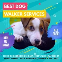 Cyan Dog Walking Service Video Ad Square (1:1) template