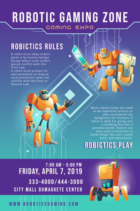 Cyan Gaming Robotics Poster Template | PosterMyWall