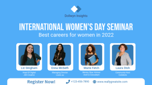 Blue Women's Day Seminar Tampilan Digital Template