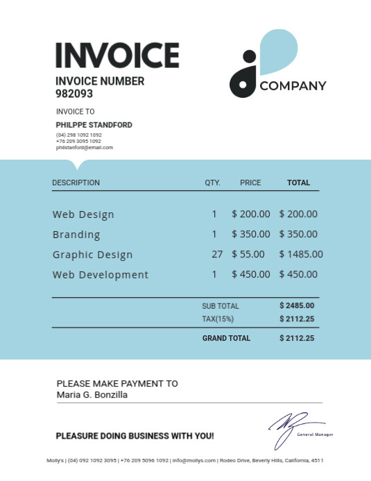 Invoice Sample Template Examples Of Invoices