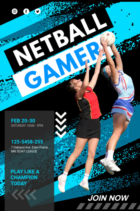 Cyan Netball Custom Poster Template | PosterMyWall