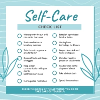 Cyan Self-care Checklist Template Instagram Post
