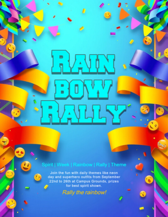 Cyan Yellow Stripe Ribbons for Spirit Week Flyer Design Template ...