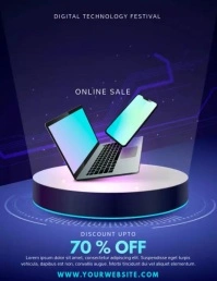 Blue Cyber Monday Video Volantino (US Letter) template