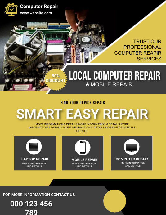 Cyber monday,sale,computer repair,home repair Ulotka (US Letter) template