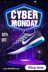 Cyber Monday Blue Shoes Sale Poster template
