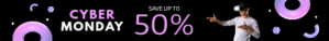Black Cyber Monday Sale Banner Etsy Template