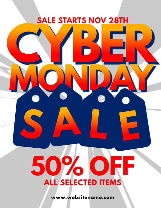 Cyber Monday Sale Flyer Løbeseddel (US Letter) template