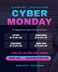 Purple Cyber Monday Tech Sale Instagram Portrait Template