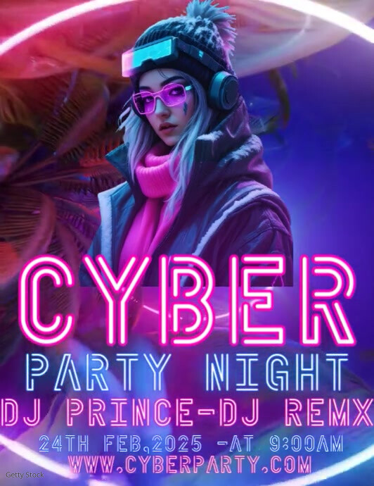 Cyber Party cyber night party Template | PosterMyWall