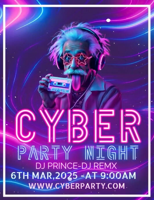 Cyber Party cyber night party Template | PosterMyWall