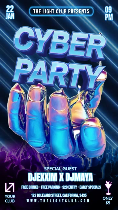 Cyber Party Cyber Night Party Template | PosterMyWall
